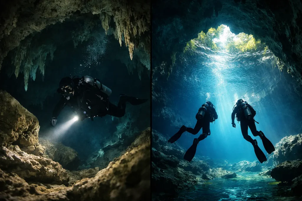 Caverna vs cueva en buceo: la diferencia real
