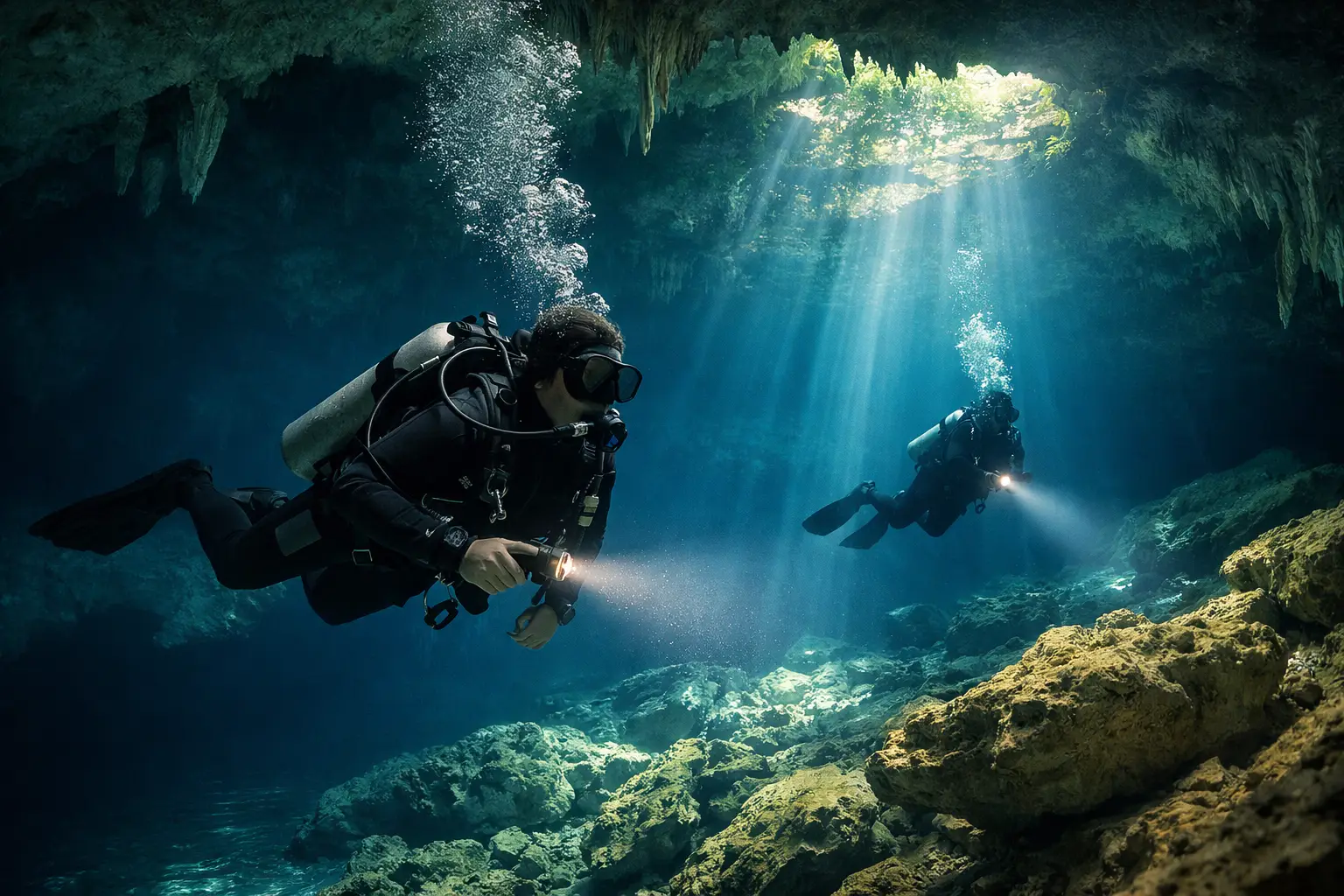 Cenote cavern diving: inmersión segura en Tulum