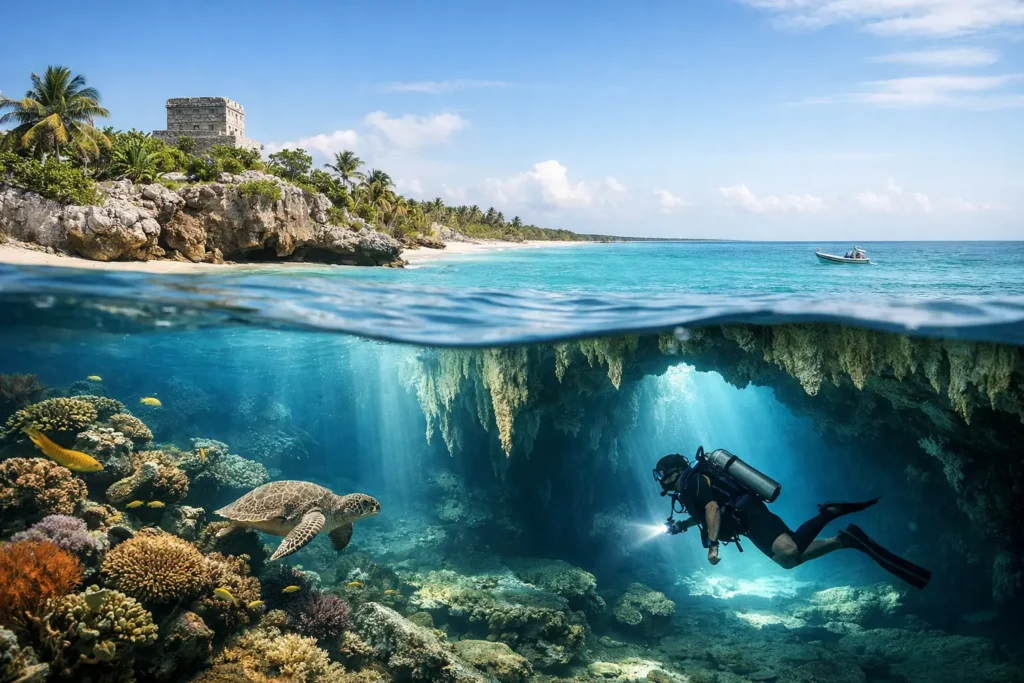 Scuba diving Tulum: cenotes, arrecifes y calma
