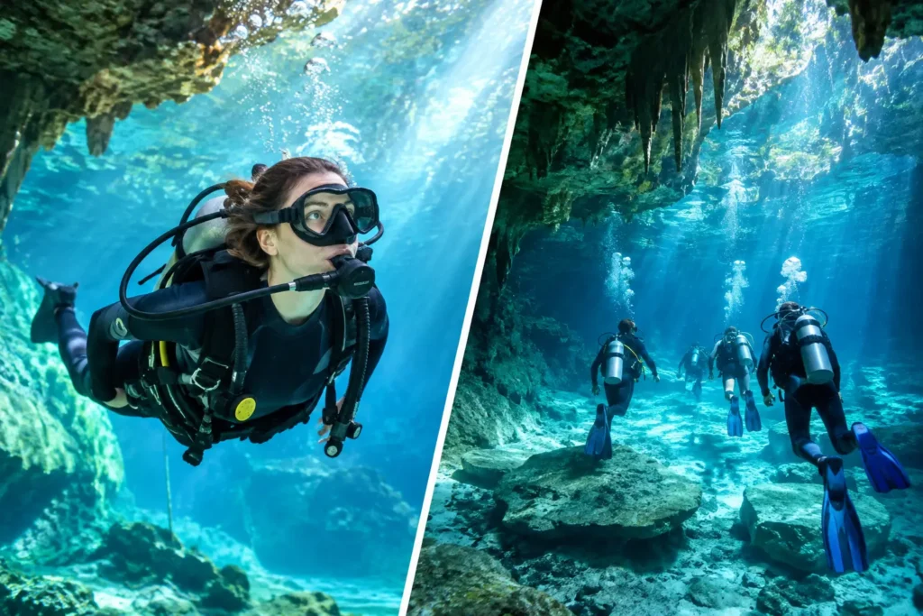 Buceo privado vs grupal en cenotes de Tulum